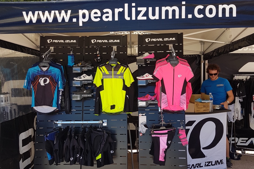 Pearl Izumi cycle textiles shoes displays