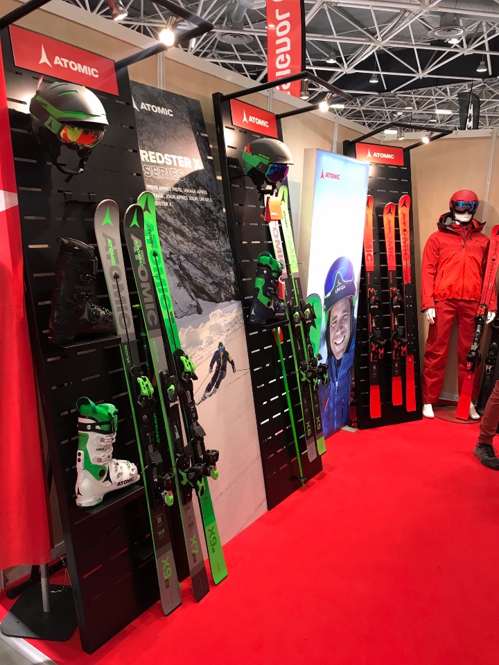 Amer Sports skis helmets and shoes displays 1