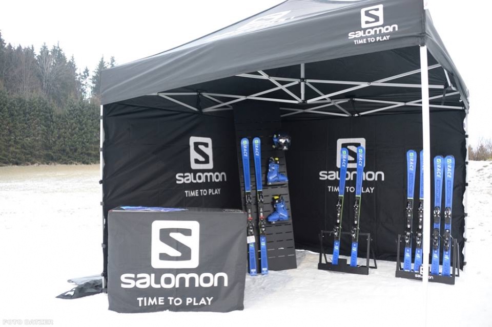 Salomon skis snowboards helmets googles and shoes displays 15