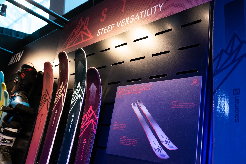 Salomon skis snowboards helmets googles and shoes displays 9