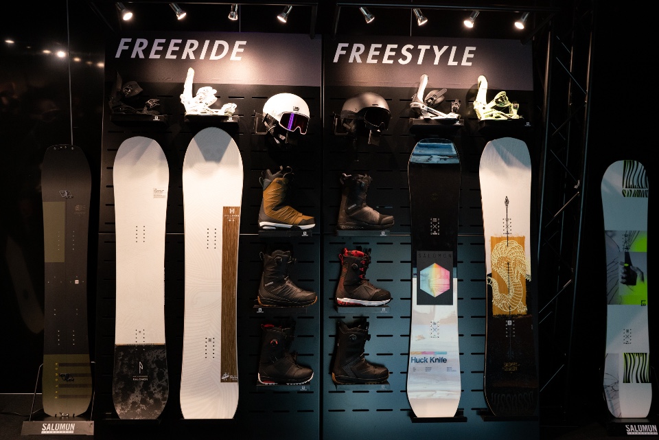 Salomon skis snowboards helmets googles and shoes displays 13