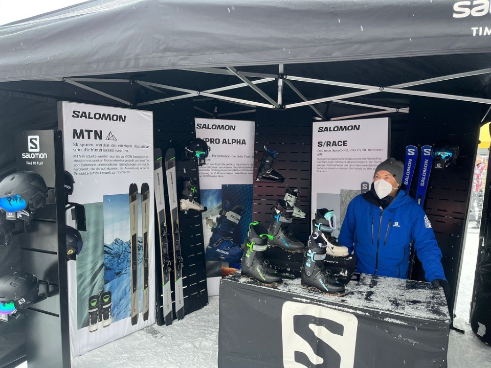 Salomon skis snowboards helmets googles and shoes displays 25
