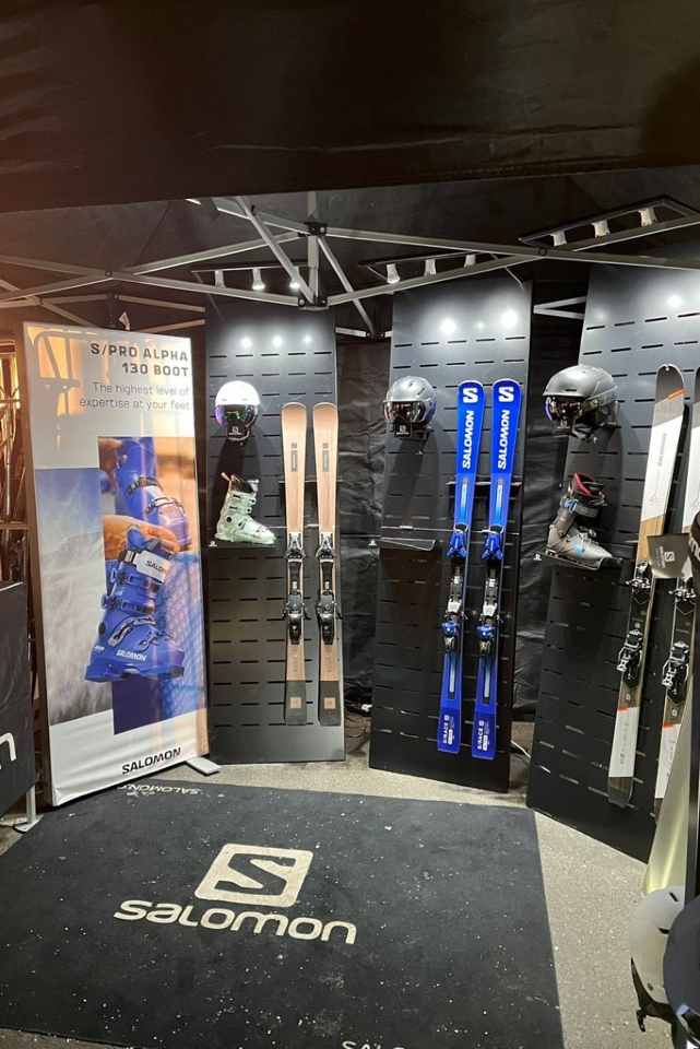 Salomon skis snowboards helmets googles and shoes displays 26
