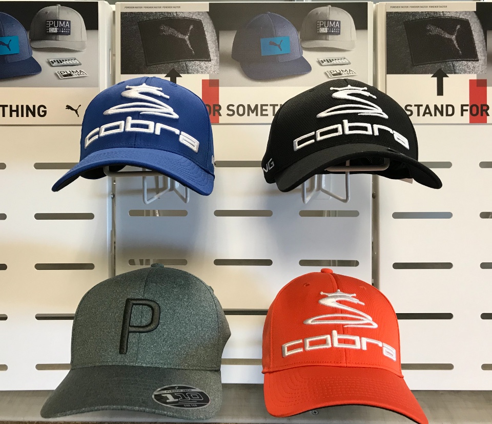 Cobra Puma Golf caps and belts displays 2