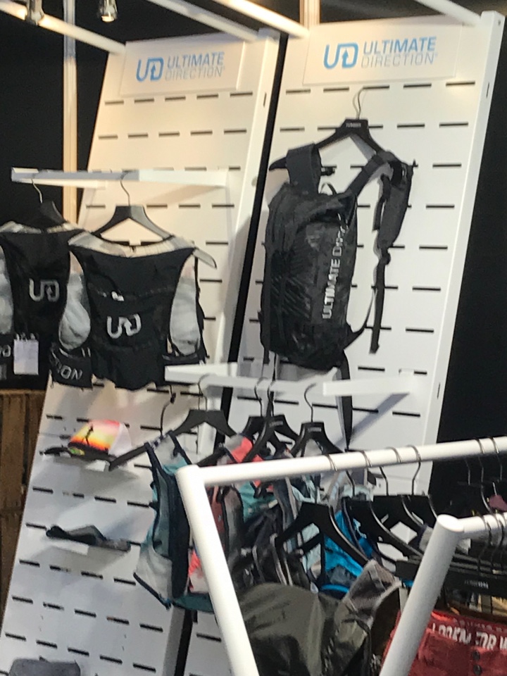 Ultimate Direction textile bags and mountain accessories displays 1