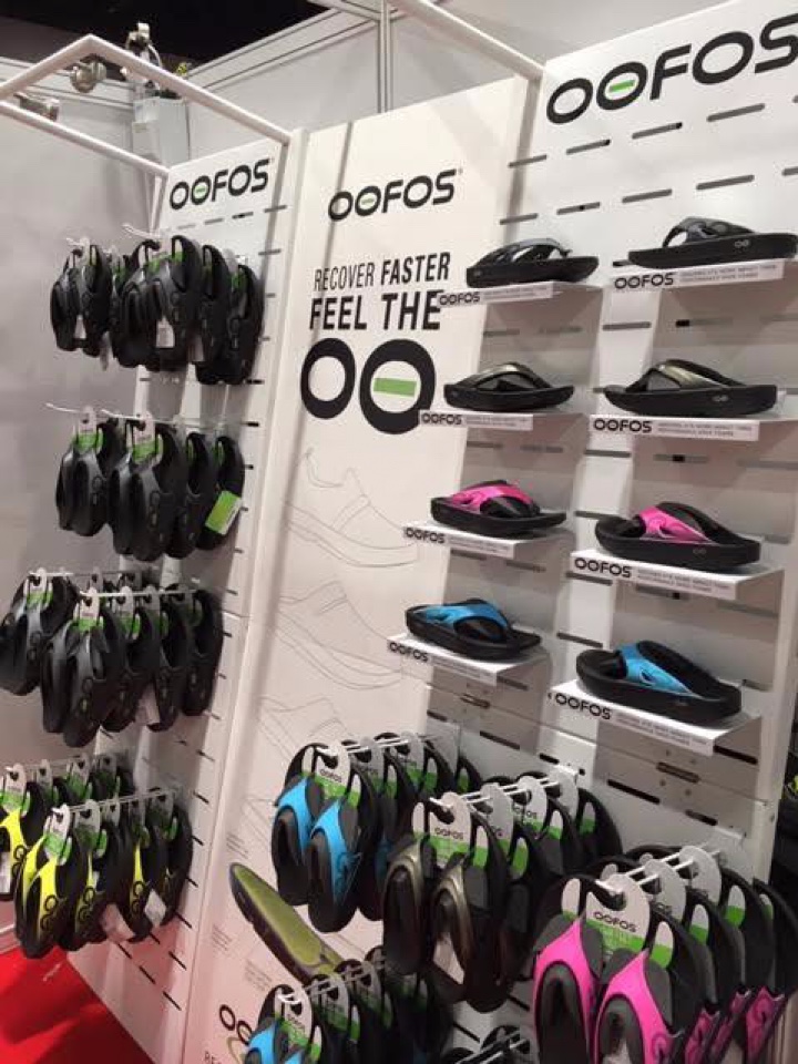 Oofos shoes displays 1