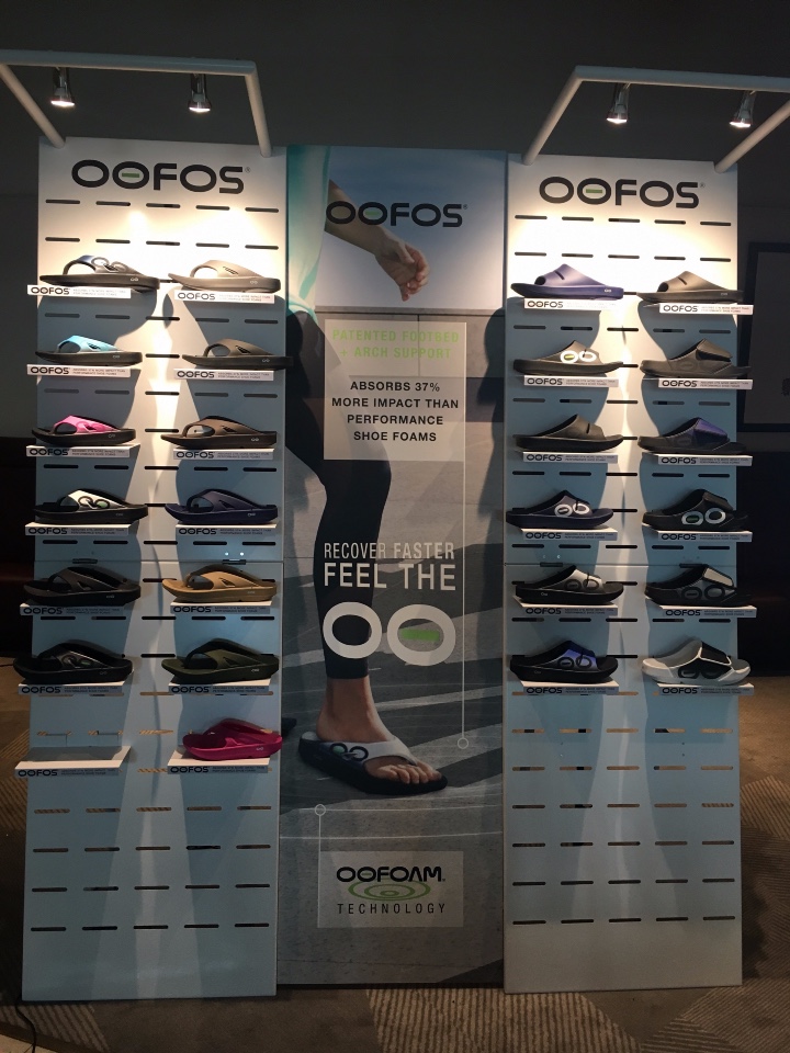 Oofos shoes displays 2