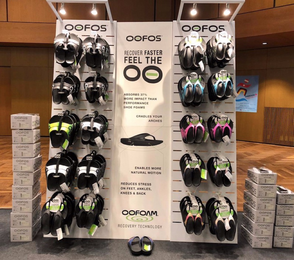 Oofos shoes displays 3