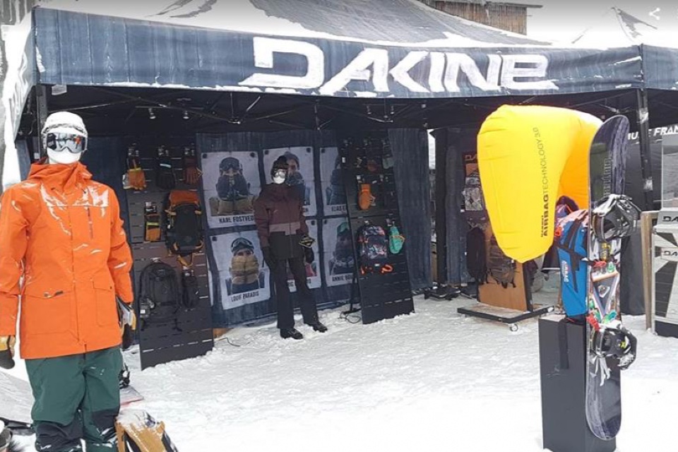 Dakine bags and gloves displays