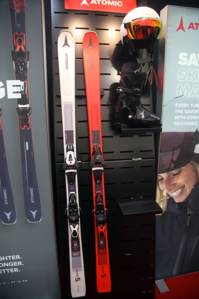Atomic skis helmets and shoes displays 5