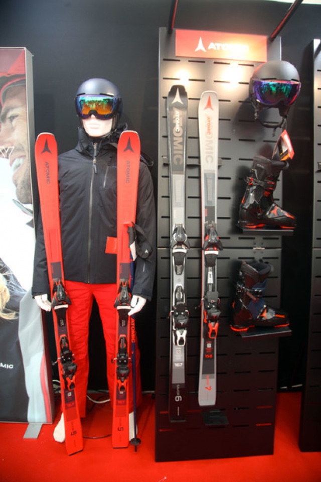 Atomic skis helmets and shoes displays 6