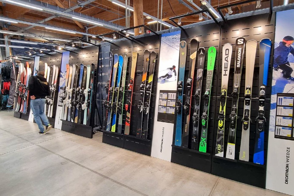 Decathlon Passy's skis display