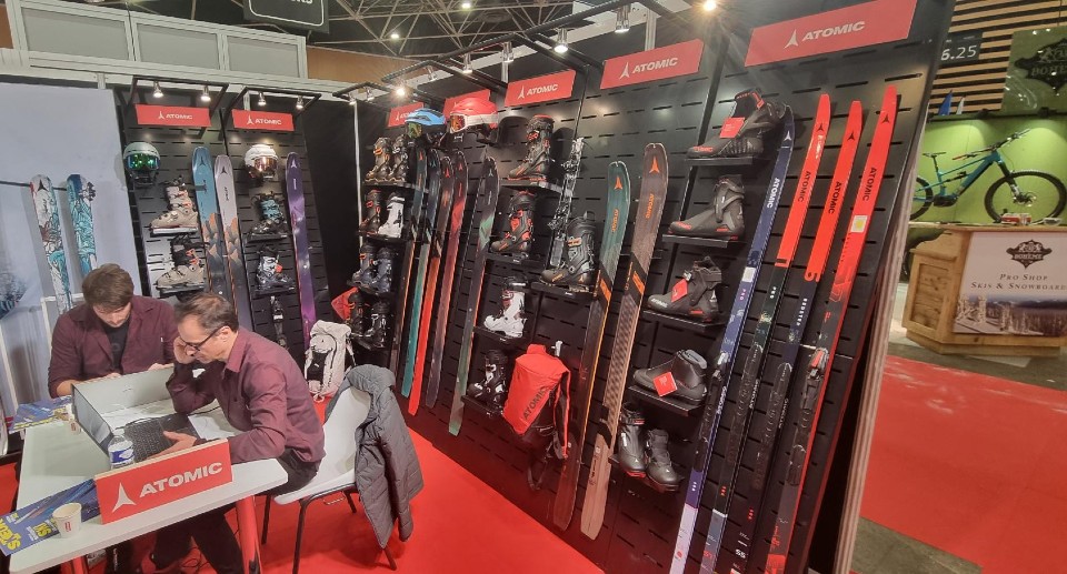 Atomic skis helmets and shoes displays 13