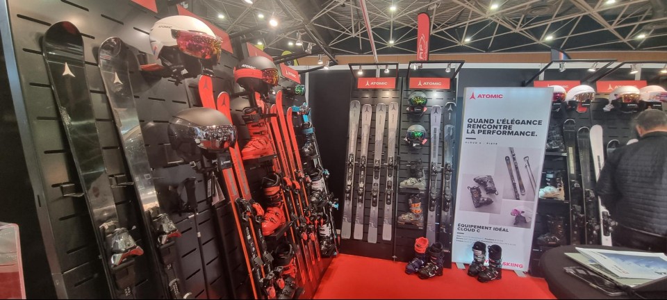 Atomic skis helmets and shoes displays 15